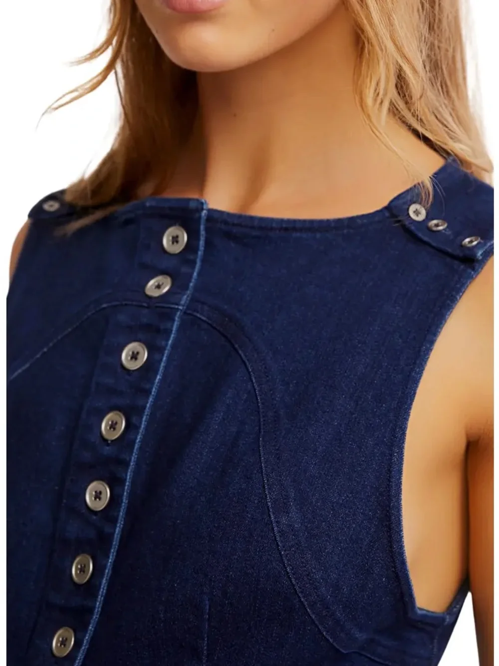 Free People Salome Denim Vest NWOT